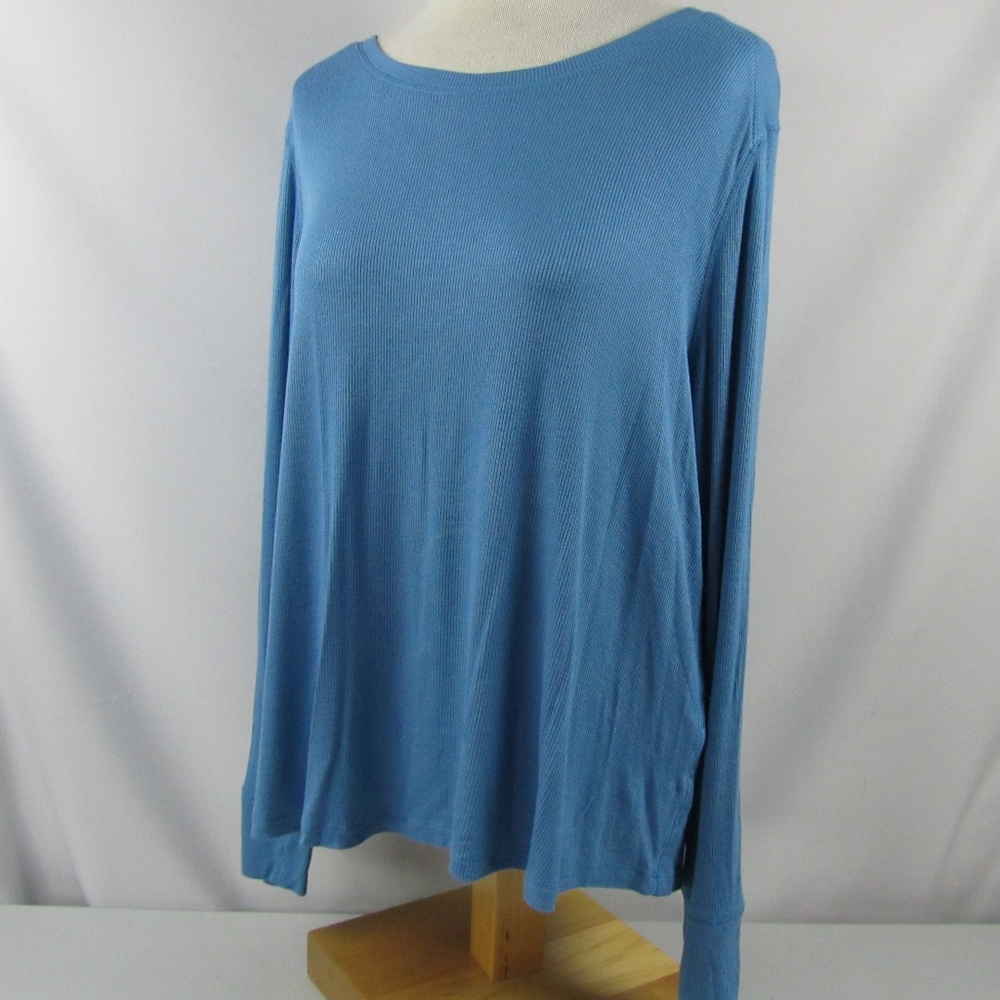 INC Blue Ribbed Knit Top L/S Choose Plus Sz 1X
